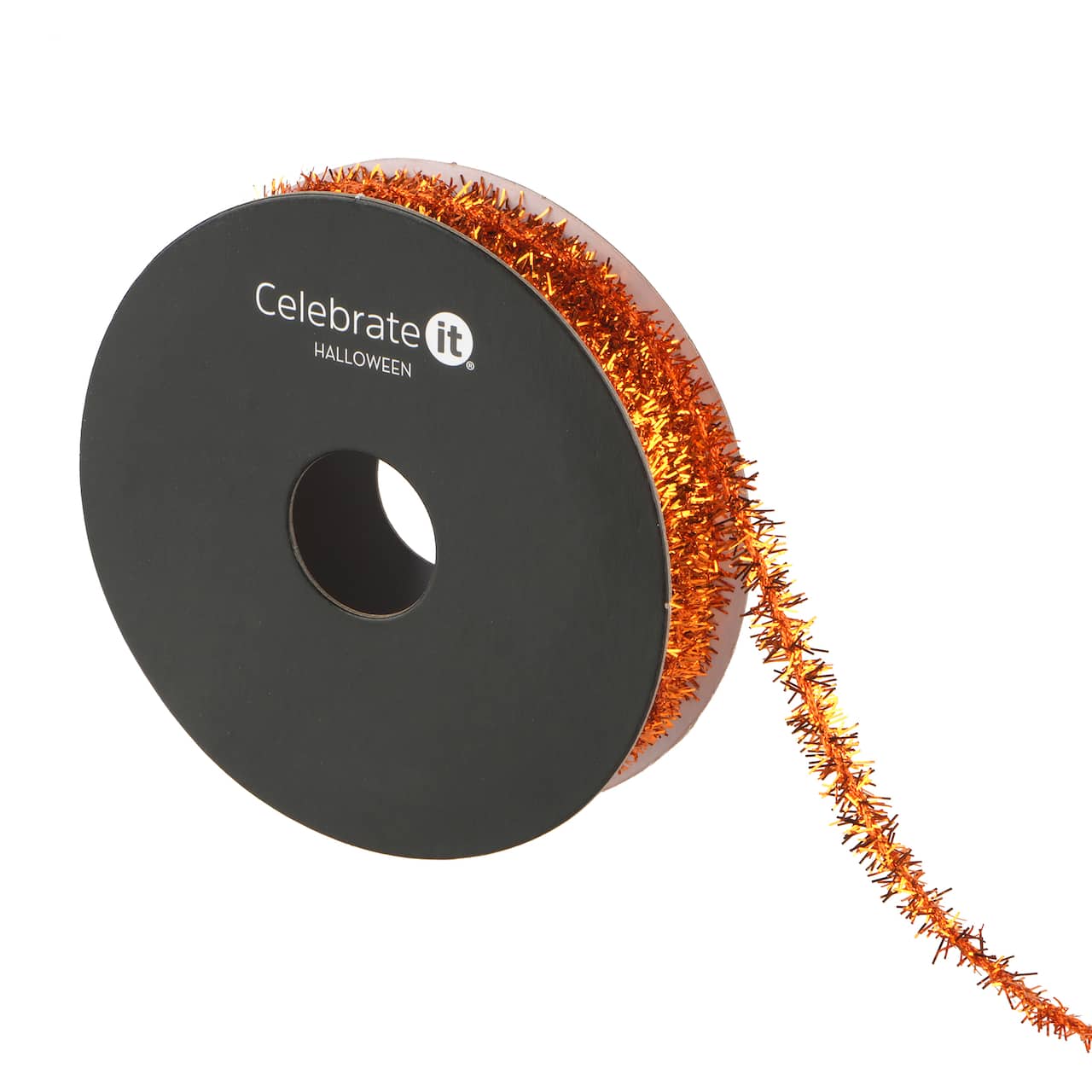 3/16" x 4yd. Metallic Orange Tinsel Twist Ribbon by Celebrate It® Halloween